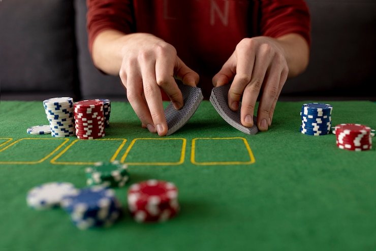 Live dealer table with multi-camera feed and chat interface